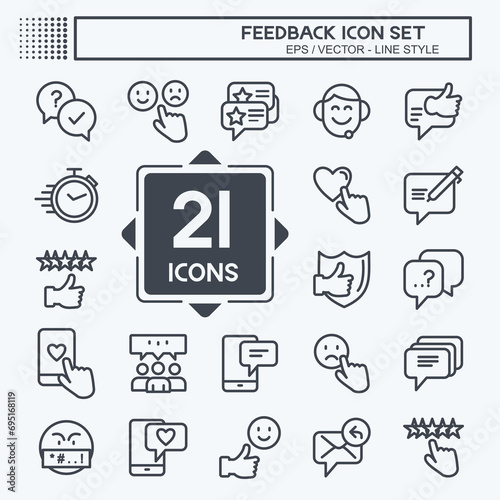 Feedback Icon Set. suitable for Web Interface symbol. Line Style. simple design editable. design template vector. simple symbol illustration