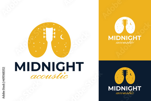 Midnight Acoustic Music Festival with Moon and Stars Logo Design photo