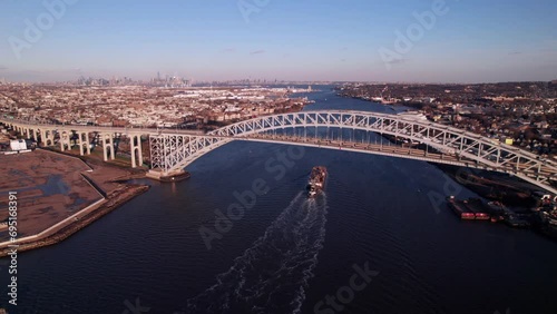 Bayonne Bridge in Staten Island, New York, 4K aerial photo