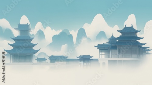 Chinese Traditional Architectural Style Art Poster