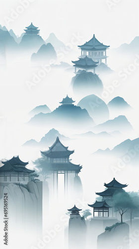 Chinese Traditional Architectural Style Art Poster