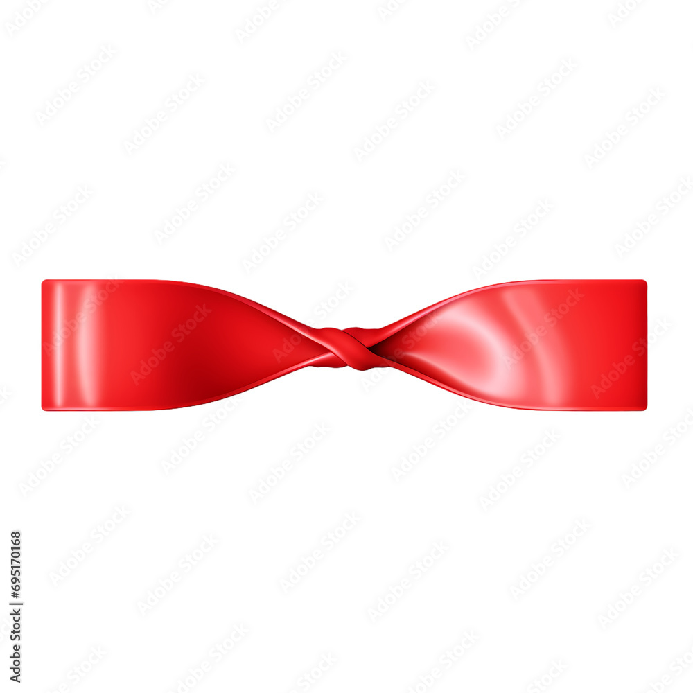 Glossy red plastic ribbon isolated on transparent background