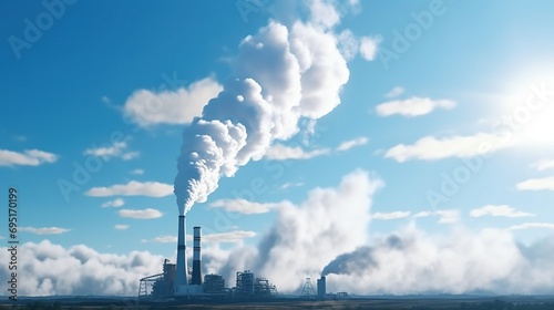 Factory Chimney and Air Pollution. Global Warming, Climate Change, Environment 