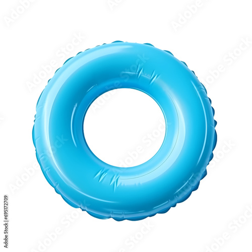 Blue inflatable ring or swimming ring isolated on transparent background