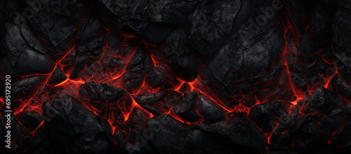 A close up of a lava covered surface with red lava.AI Generative