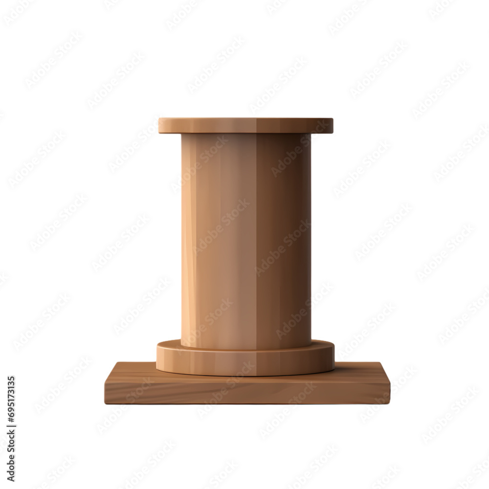 Wooden podium, 3D product shelf illustration isolated on transparent background