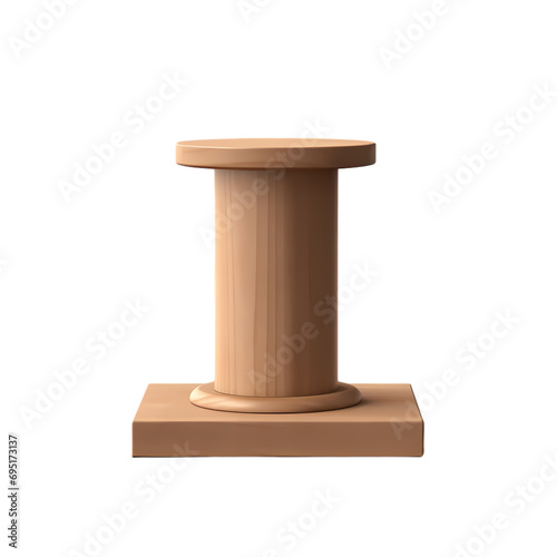 Wooden podium  3D product shelf illustration isolated on transparent background