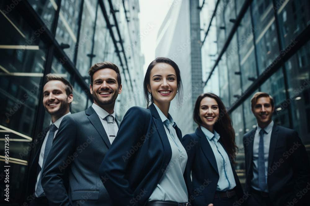 The business team exudes confidence in striking dark tone photo, embodying professional and strategic mindset that defines their collective approach to success. Generative AI. The business team exudes confidence in striking dark tone photo, embodying professional and strategic mindset that defines their collective approach to success. Generative AI.