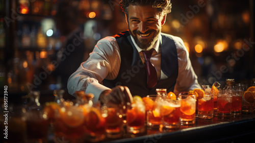 Bartender preparing cocktails 