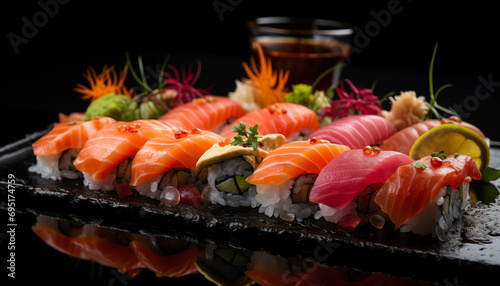 Composition sushi set. Japanese food