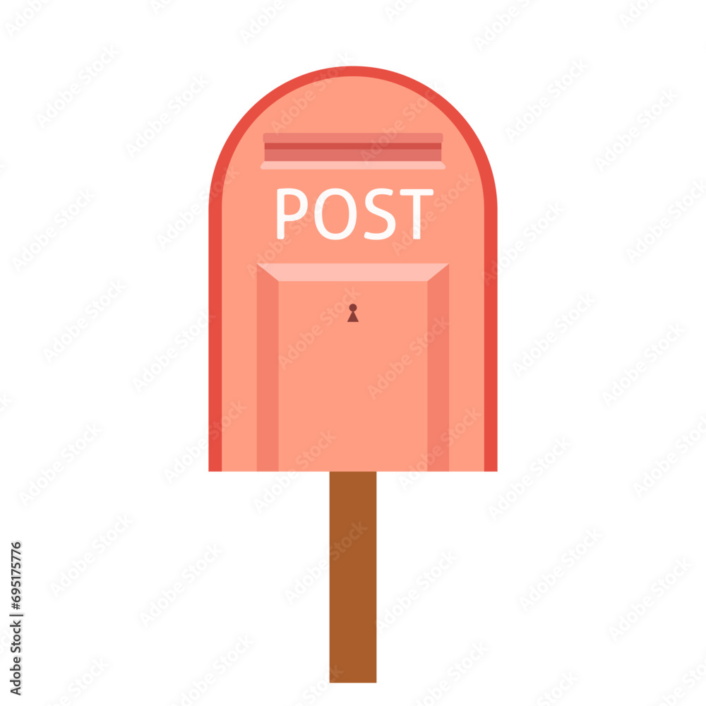 Red post box. Vector cartoon illustration isolated on white Red post box. Vector cartoon illustration isolated on white
