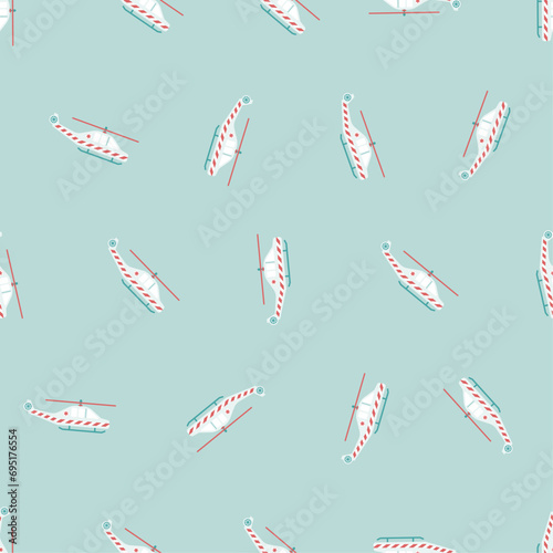 Ambulance helicopter seamless pattern. Suitable for backgrounds, wallpapers, fabrics, textiles, wrapping papers, printed materials, and many more. Editable vector.
