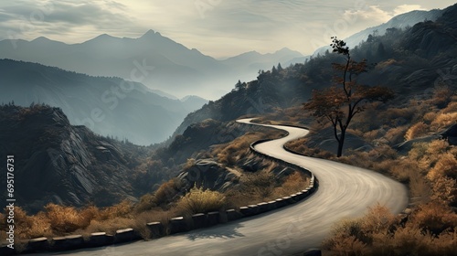 A winding road in the Mountains photo
