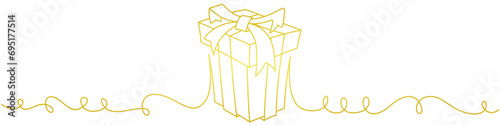 Gift design in the shape of a long cube upwards in gold, line art style, SVG format