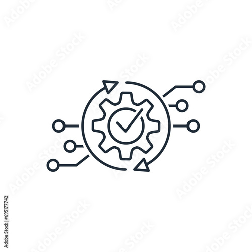 Electronic software modernization, upgrade. Technical improvement. Vector linear icon illustration isolated on white background.