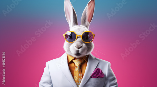 rabbit wearing suit and sunglasses  © iwaart