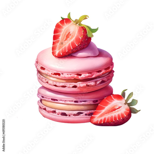 strawberry macarons clipart , strawberry macarons illustrations ,strawberry macarons draws 