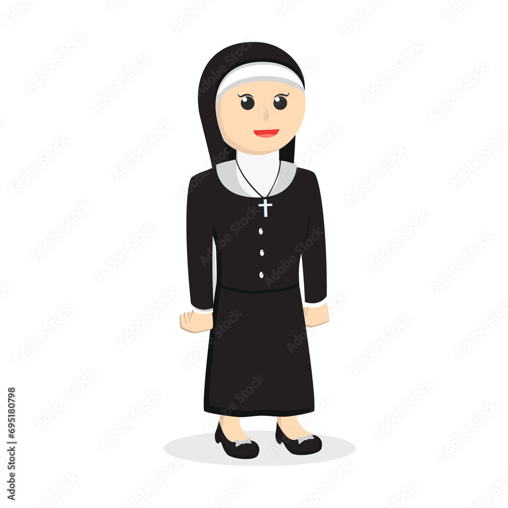 nun standing pose design character on white background nun standing pose design character on white background