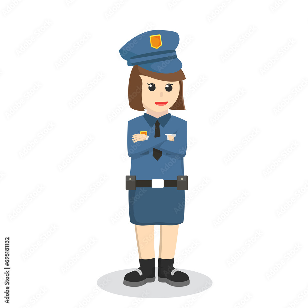 Policewoman officer and property design character on white background