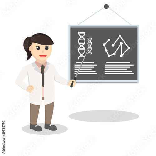 scientists woman give explain design character on white background