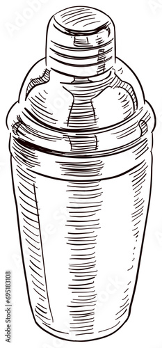 glass cocktail shaker handdrawn illustration