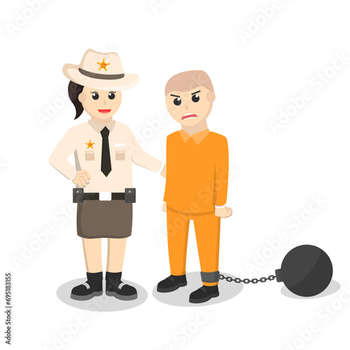 sheriff woman caught prisoner design character on white background