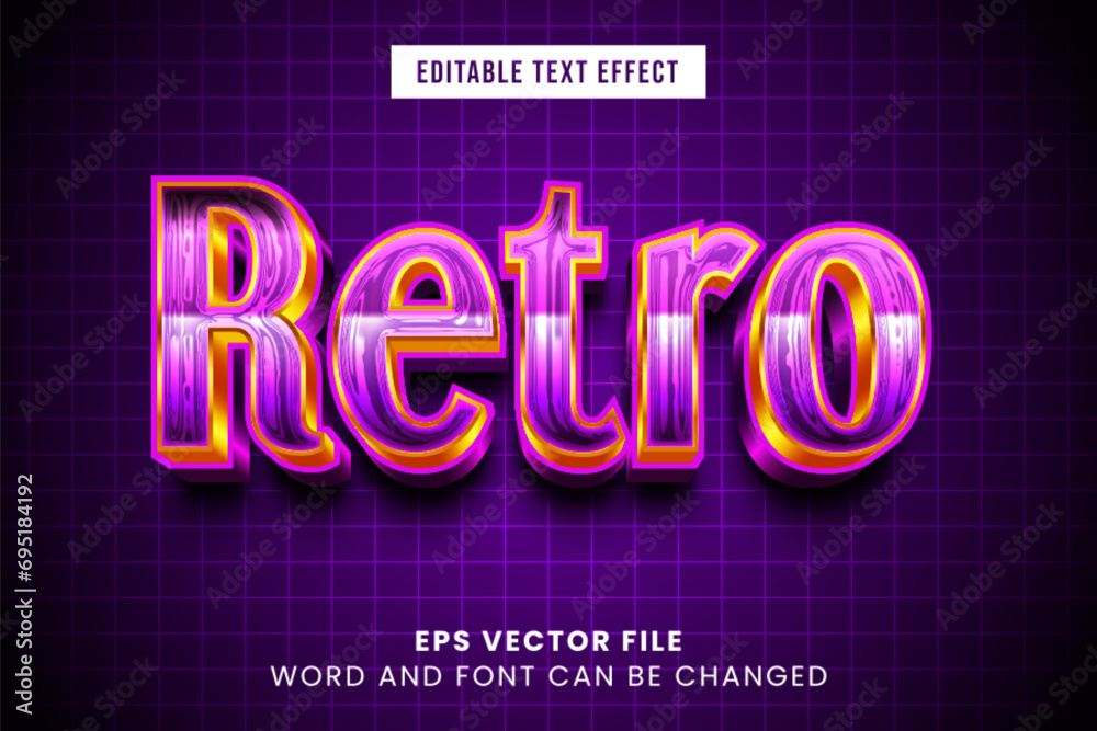 Retro neon 3d editable vector text effect Retro neon 3d editable vector text effect