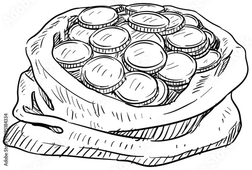 moneybag handdrawn illustration