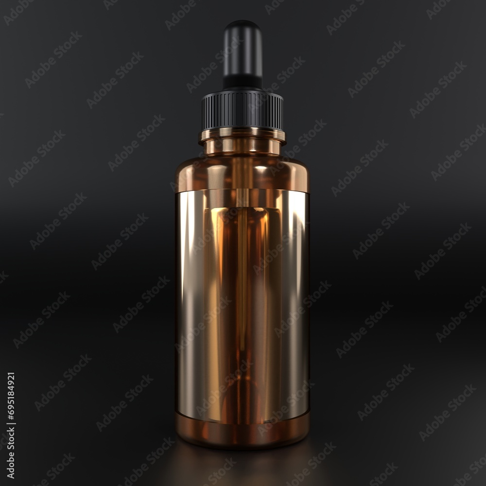 3D Rendered beauty face oil in glass dropper bottle mockup 3D Rendered beauty face oil in glass dropper bottle mockup