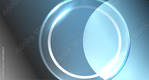 Neon glass circle copyspace for your text or product presentation geometric background. Vector illustration For Wallpaper, Banner, Background, Card, Book Illustration, landing page