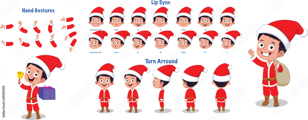 A happy little boy in Christmas pajamas and a hat, turnaround modal sheet, A happy little boy in Christmas pajamas and a hat, turnaround modal sheet,