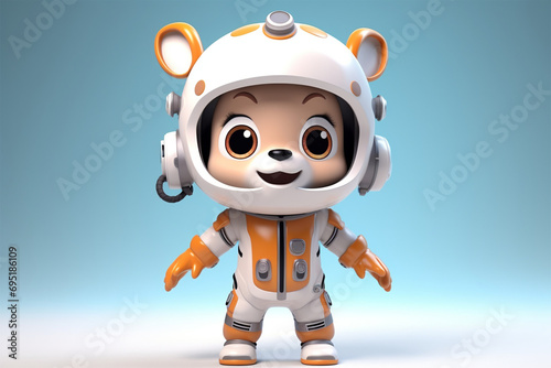 3D cartoon character a cute mouse deer astronaut