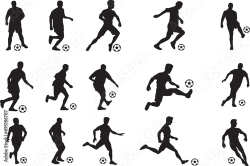 Collection of football, soccer players in different poses and positions. Good for designing online games, poster, banner or flyer for media and web regarding football tournament or competitions. © munir