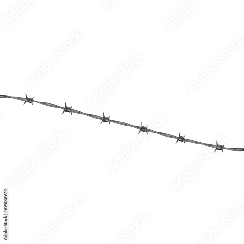 Sharp Barb Wire Elements in 8K: 3D Rendered Metal Steel Barbed Wire Border PNG, Isolated on Transparent Background for Prison Security or Industrial Fencing. © Cursedesign