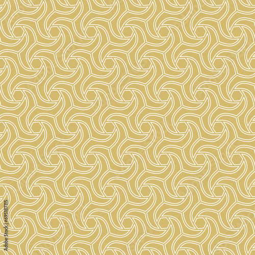 Seamless vector ornament. Modern wavy background. Geometric modern golden white pattern