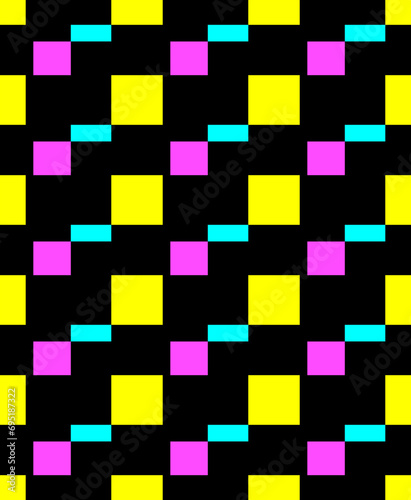 Teen Sports Geometric with Pink Yellow and Green with Black Blocks