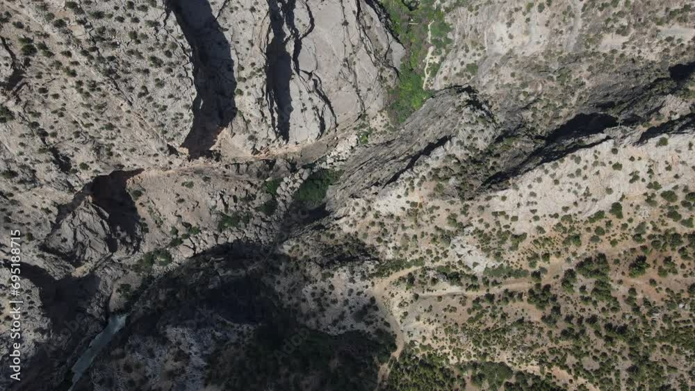 Drone view of the grand canyon formed between two high mountains Drone view of the grand canyon formed between two high mountains