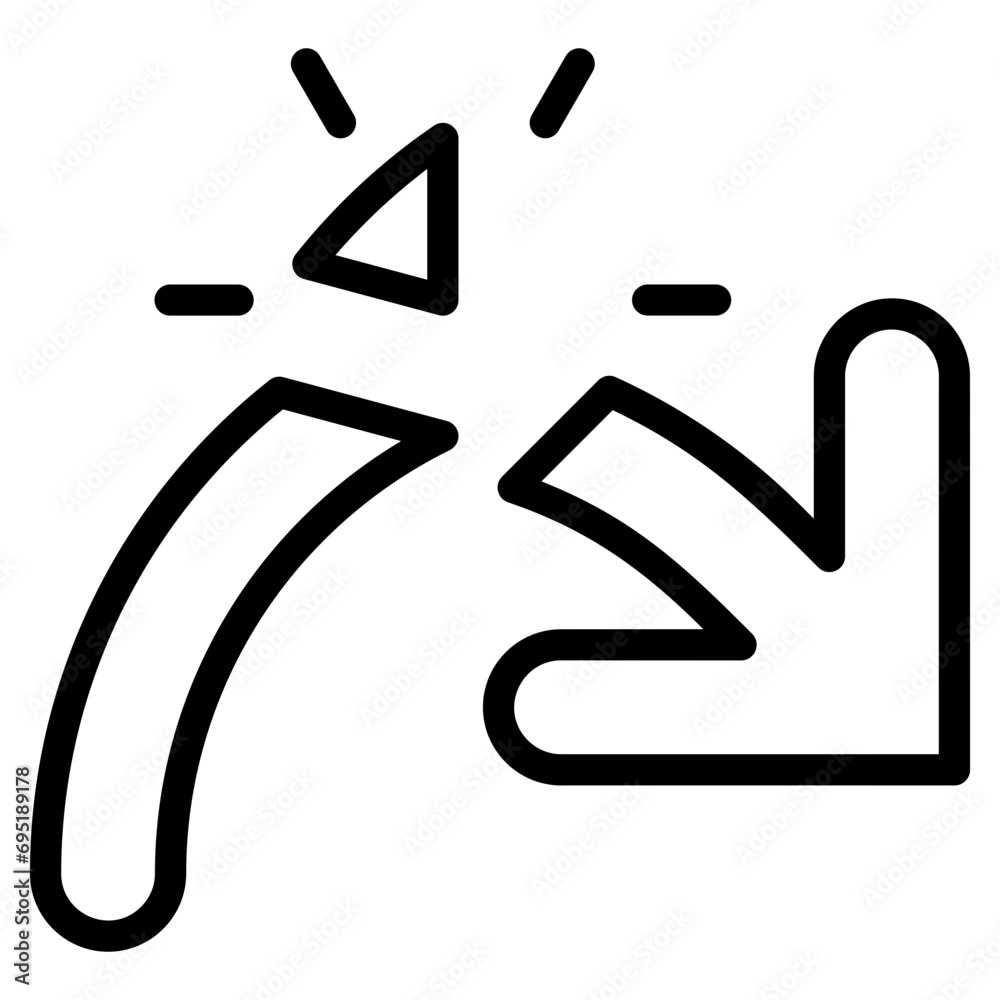 Broken Arrow Outline Icon Broken Arrow Outline Icon