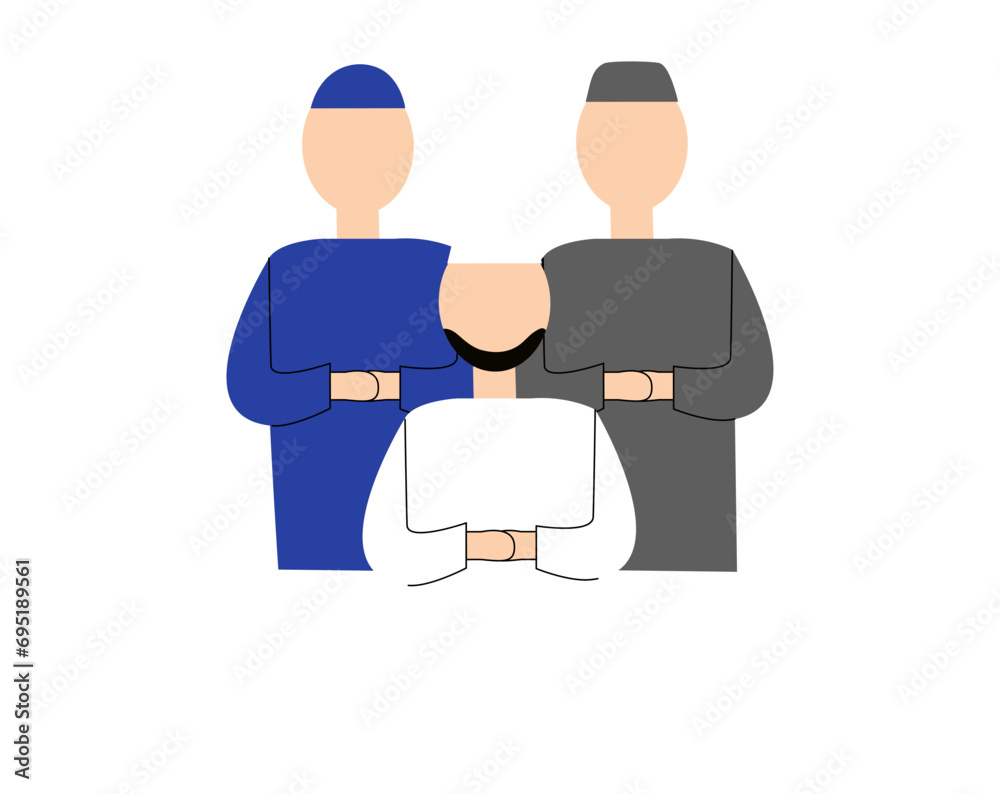 Muslim mens praying together vector flat style illustration. Muslim mens praying together vector flat style illustration.