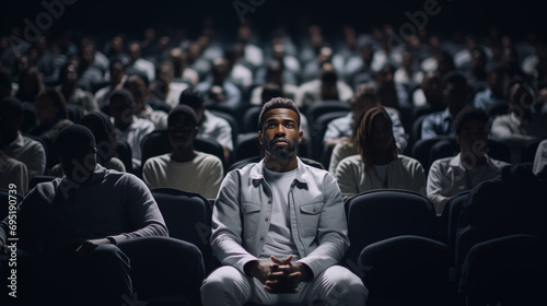 A black African American young man watching a movie in the cinema © AI Studio - R