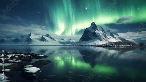Aurora borealis on the Lofoten islands Norway