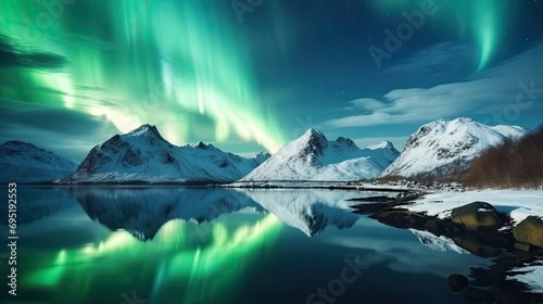 Aurora borealis on the Lofoten islands Norway