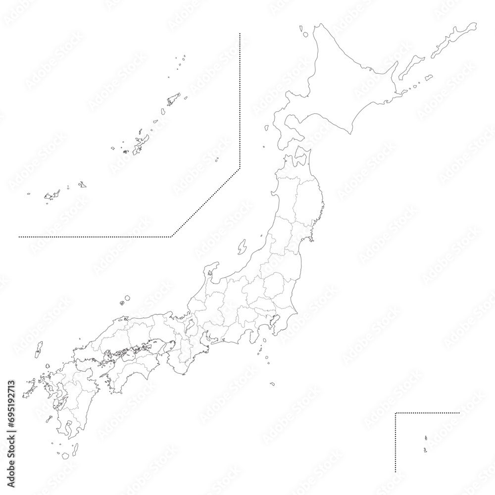 県名記載なしの日本地図 白地図 県名記載なしの日本地図 白地図