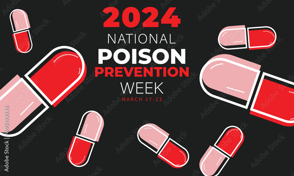 National Poison prevention week. background, banner, card, poster, template. Vector illustration. - obrazy, fototapety, plakaty 