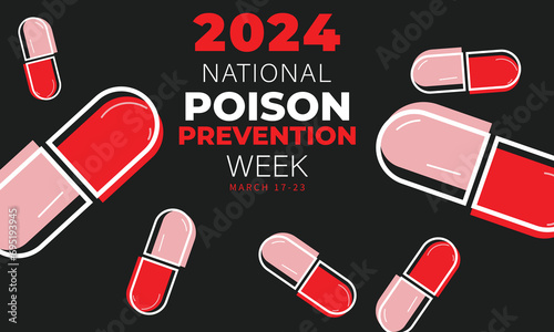 National Poison prevention week. background, banner, card, poster, template. Vector illustration. photo
