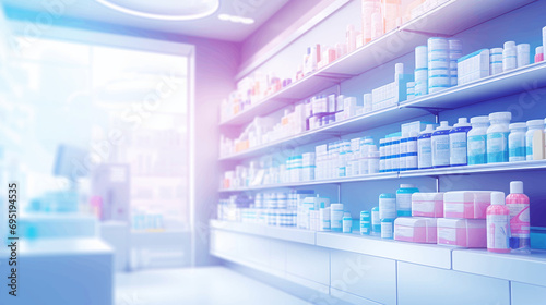 pharmacy and medical store for medicine in blur background pharmacist