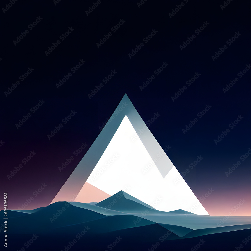 Fototapeta premium Colorless fantastic landscape of mountains with a corner glowing on the horizon fantasy dark mountains