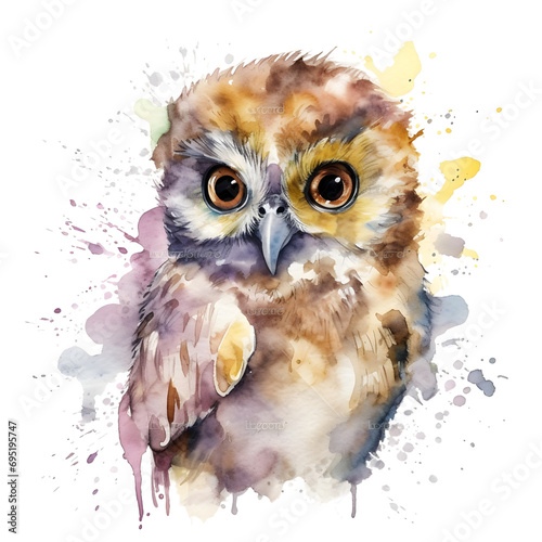 Watercolor cute clipart owl with flowers on transparent background. sublimation, tshirt, mug, pillow, tumbler, print