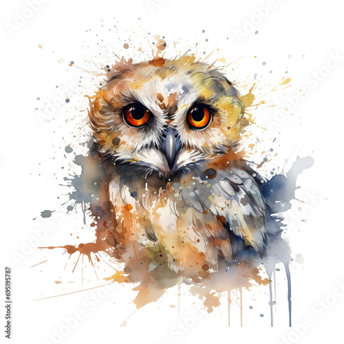 Watercolor cute clipart owl with flowers on transparent background. sublimation, tshirt, mug, pillow, tumbler, print