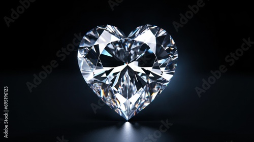 Heart shaped diamond on black background. Luxury and wealth.